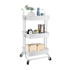 LUMAX - Carrito Organizador 3 Niveles con Ruedas Blanco