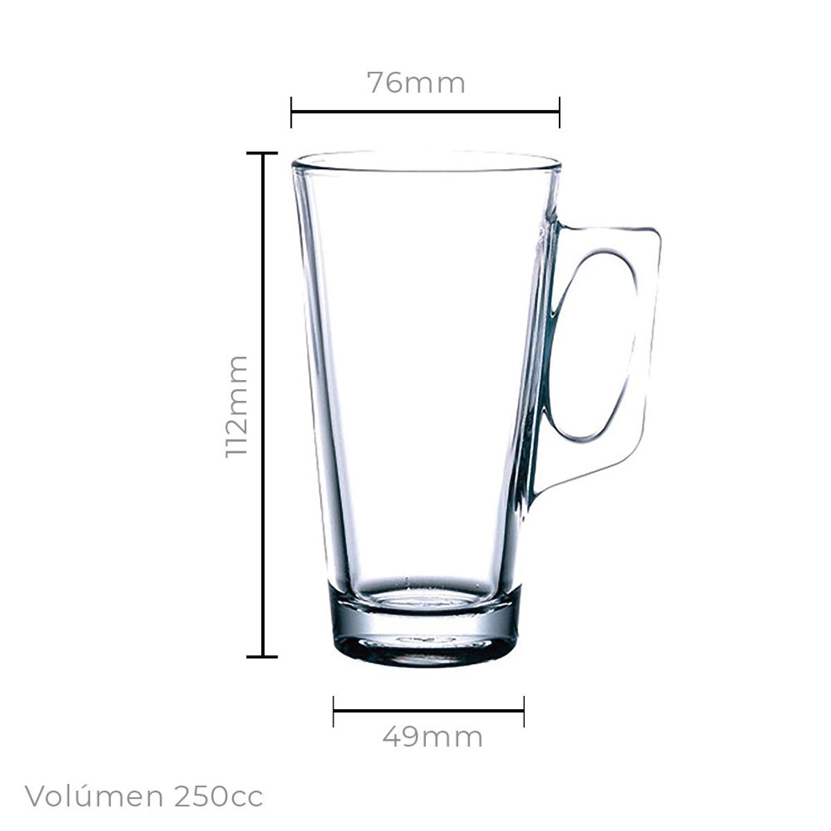 PASABAHCE - Taza Vidrio Con Aza Modelo Vela 250 Cc