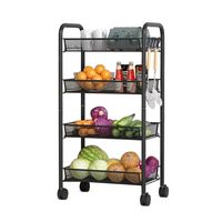 Carrito Organizador 4 Niveles con Ruedas Negro