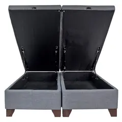 BLOCCARE - Base de Cama Baúl con refuerzo Emma 2 Plaza largo 200 cm Patas 11 cm