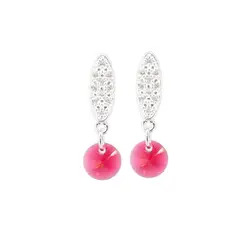 JOYAS MONTERO - Aros Punto De Luz Con Baño de Oro Blanco Cristal Genuino Siam Shimmer