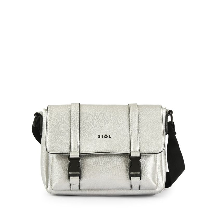 ZIOL - Cartera bandolera con tapa mediana blanchette plateado