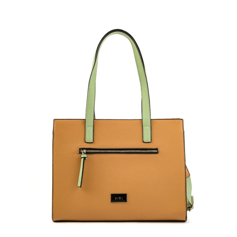 ZIOL - Cartera dos asas tres divisiones grande tinna camel