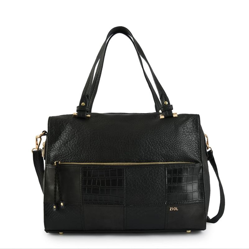 ZIOL - Cartera dos asas baul grande cuadrille negro