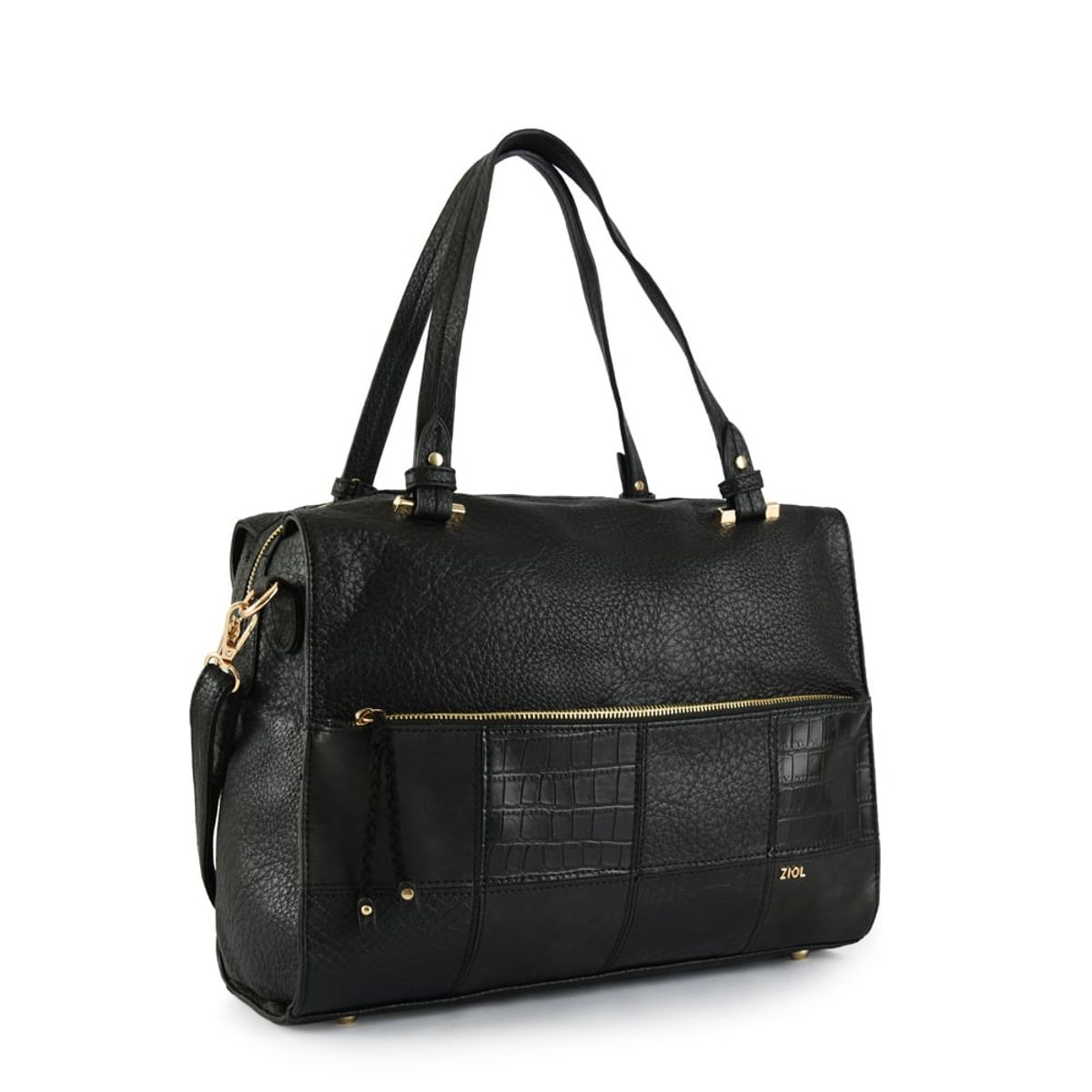 ZIOL - Cartera tote baul cuadrille negro