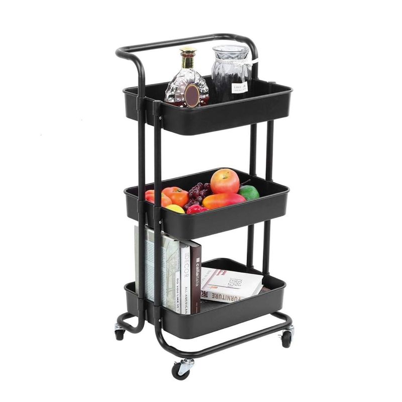 LUMAX - Carrito Organizador 3 Niveles Lumax con Ruedas Negro