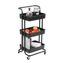 LUMAX - Carrito Organizador 3 Niveles con Ruedas Negro