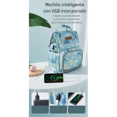 Imagen 2 del producto Mochila Maternal Impermeable Con Usb Rosada