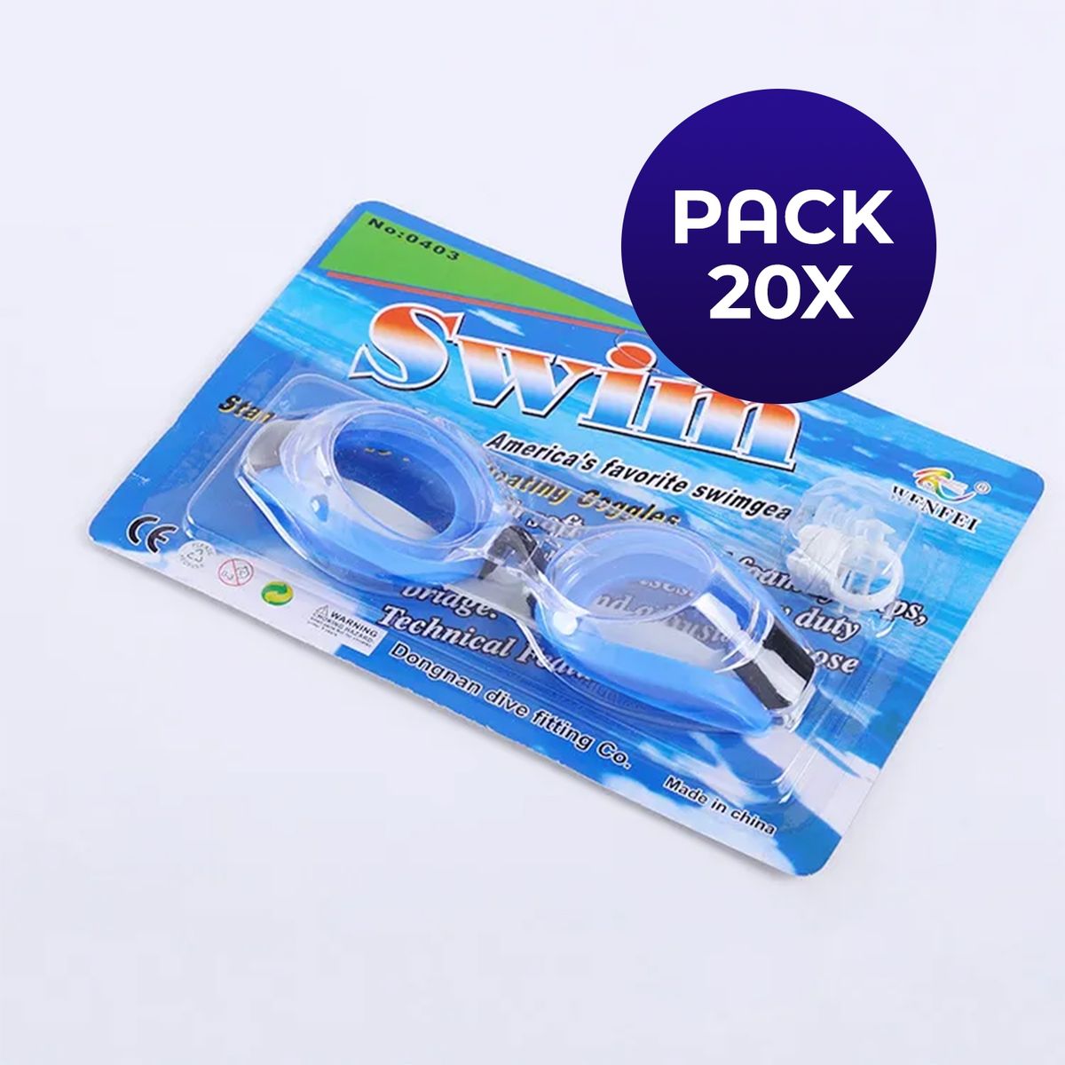 SDFIT - Pack 20x Lentes de Natacion Adulto Ajustable WF-0403…