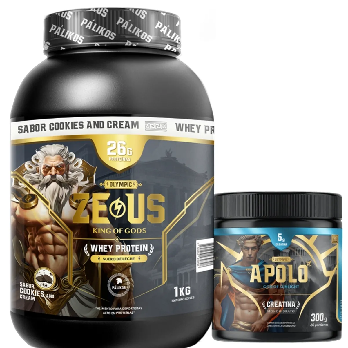 PALIKOS FITNESS - Proteína 1kg Cookies and Creams  Creatina 300g Apolo