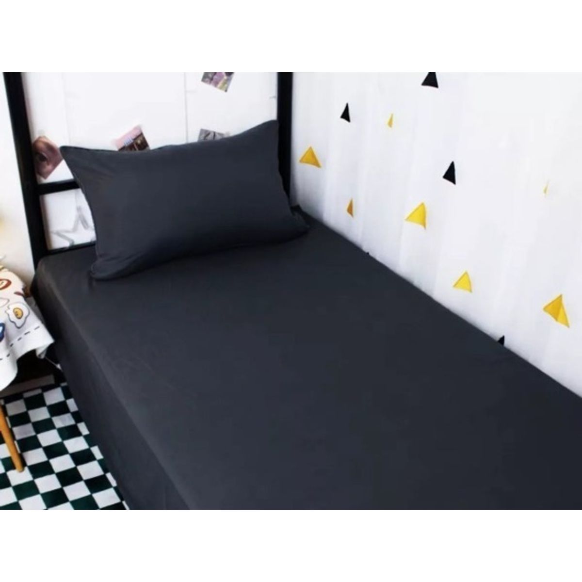 BJ HOGAR - Sábana 1 Plaza 144 hilos color Negro