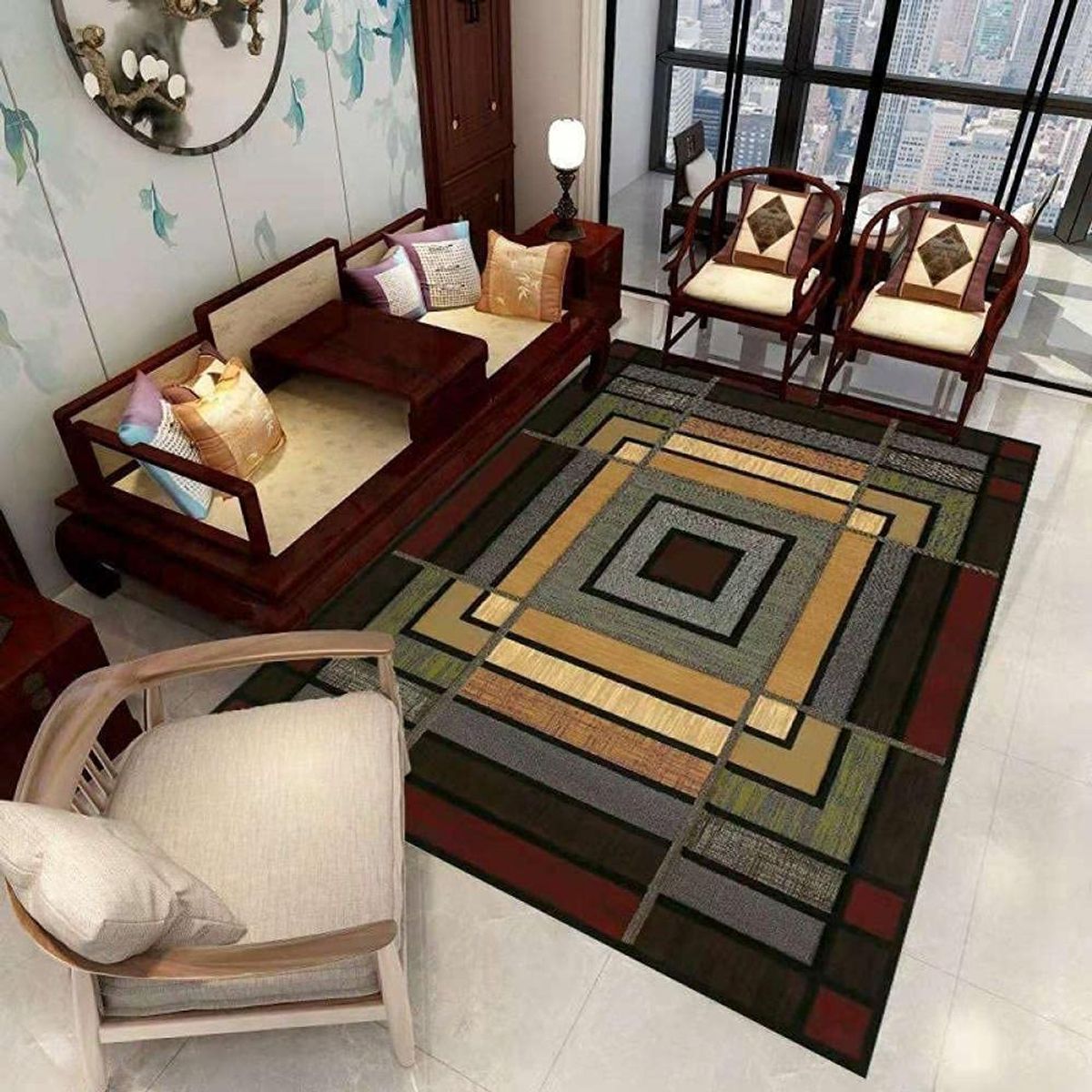 GENERICO - ALFOMBRA PARA LIVING DISEÑO GEOMETRICO ILUSION 3D 200X240CM MARIA