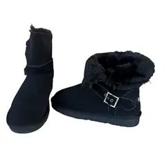 GENERICO - Bota De Cuero Con Chiporro Estilo Ugg…