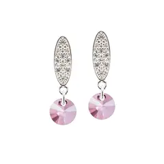 JOYAS MONTERO - Aros Punto De Luz Con Baño de Oro Blanco Cristal Genuino Antique Pink