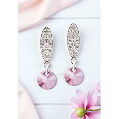 Imagen 2 del producto Aros Punto De Luz Baño Oro Blanco creado con cristales de Swarovski® Antique Pink