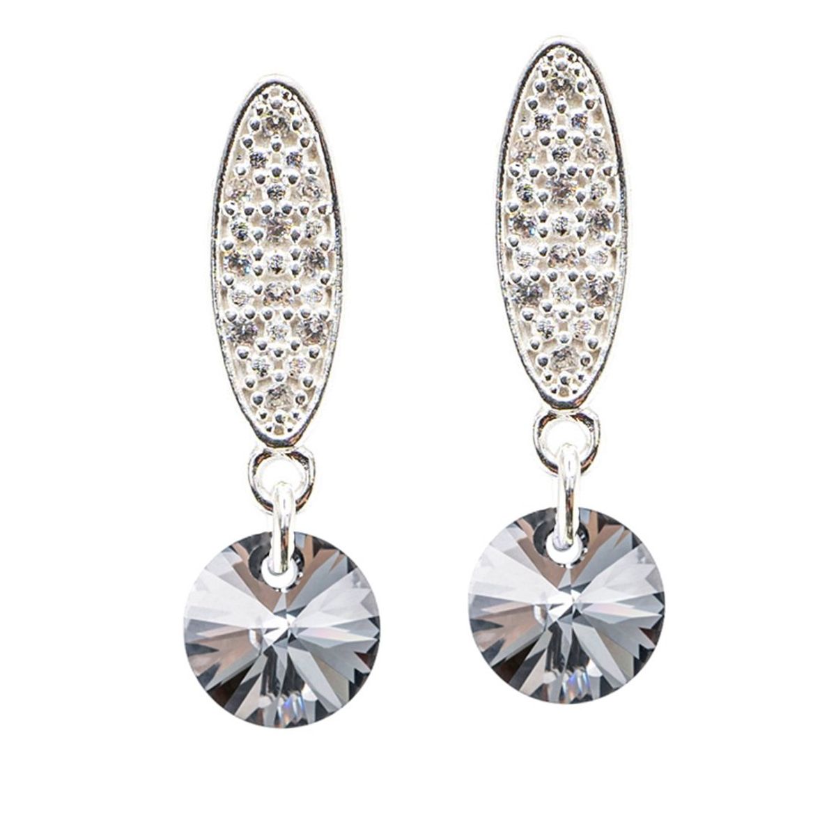 JOYAS MONTERO - Aros Punto De Luz Baño Oro Blanco creado con cristales de Swarovski® Silver Night