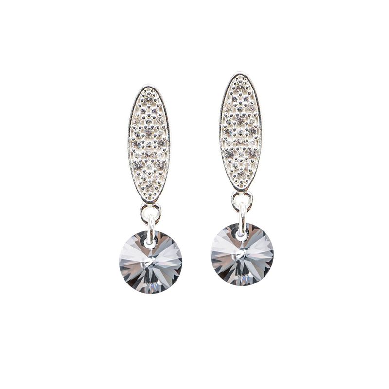 JOYAS MONTERO - Aros Punto De Luz Con Baño de Oro Blanco Cristal Genuino Silver Night