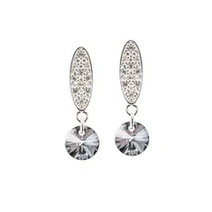 JOYAS MONTERO - Aros Punto De Luz Con Baño de Oro Blanco Cristal Genuino Silver Night