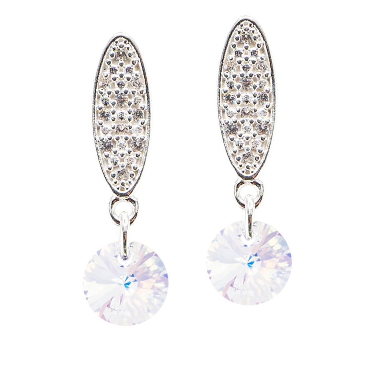 JOYAS MONTERO - Aros Punto De Luz Baño Oro Blancocreado con cristales de Swarovski® Aurora Boreal