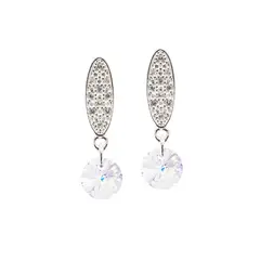 JOYAS MONTERO - Aros Punto De Luz Baño de Oro Blanco Cristal Genuino Aurora Boreal
