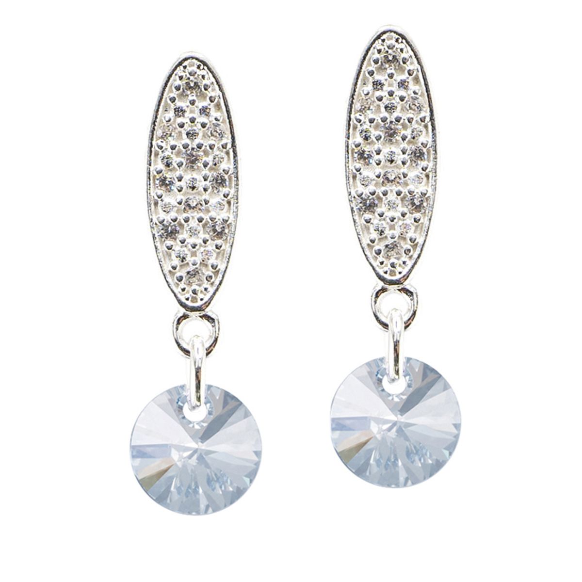 JOYAS MONTERO - Aros Punto De Luz Baño Oro Blanco creado con cristales de Swarovski® Blue Shade