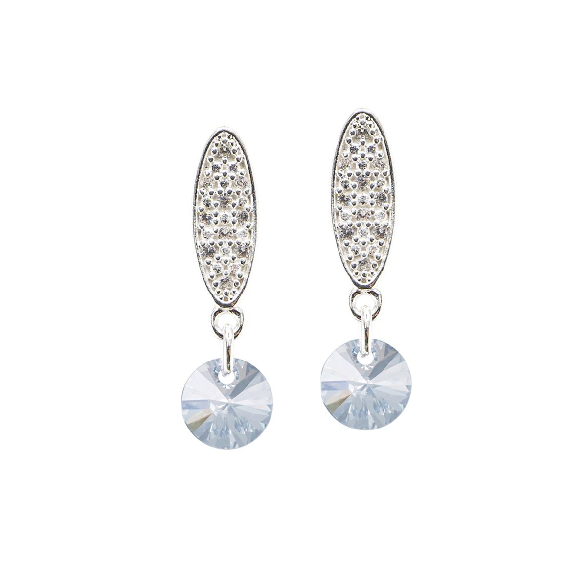 JOYAS MONTERO - Aros Punto De Luz Baño Oro Blanco creado con cristales de Swarovski® Blue Shade