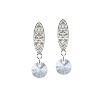 Aros Punto De Luz Baño Oro Blanco creado con cristales de Swarovski® Blue Shade