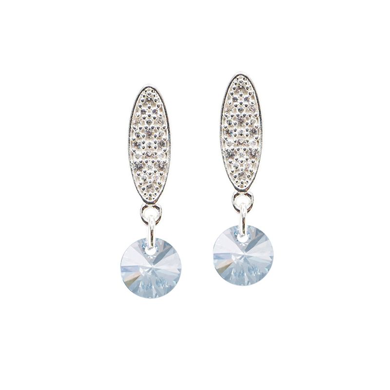 JOYAS MONTERO - Aros Punto De Luz Baño de Oro Blanco Cristal Genuino Blue Shade
