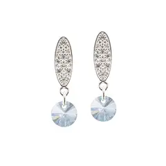 JOYAS MONTERO - Aros Punto De Luz Baño de Oro Blanco Cristal Genuino Blue Shade