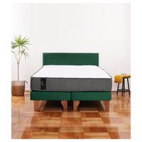 Cama Europea Zen Best 2 Plazas Colchon Resortes Base Dividida + Respaldo Tela Verde