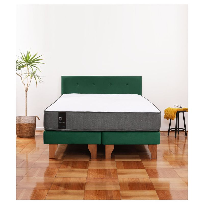 LATAM HOME - Cama Europea Latam Home Zen Best 2 Plazas Verde Con Respaldo