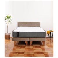 Cama Europea Zen Best 2 Plazas Colchon Resortes Base Dividida + Respaldo Tela Beige