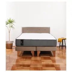 LATAM HOME - Cama Europea 2 Plazas Zen Best 150x200 Cm Tela Beige + Respaldo