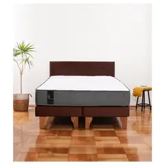 LATAM HOME - Cama Europea 2 Plazas Zen Best 150x200 Cm Tela Chocolate + Respaldo