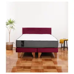 LATAM HOME - Cama Europea 2 Plazas Zen Best 150x200 Cm Tela Burdeo + Respaldo