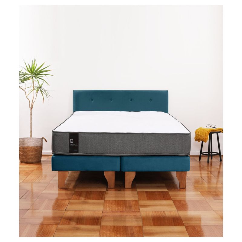 LATAM HOME - Cama Europea Latam Home Zen Best 2 Plazas Con Respaldo Azul