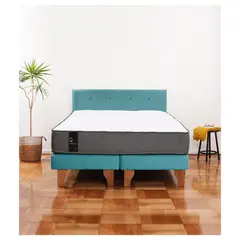 LATAM HOME - Cama Europea 2 Plazas Zen Best 150x200 Cm Tela Turquesa + Respaldo