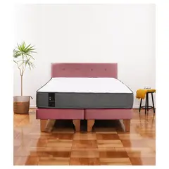 LATAM HOME - Cama Europea 2 Plazas Zen Best 150x200 Cm Tela Palo Rosa + Respaldo