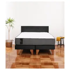 LATAM HOME - Cama Europea 2 Plazas Zen Best 150x200 Cm Tela Negro + Respaldo