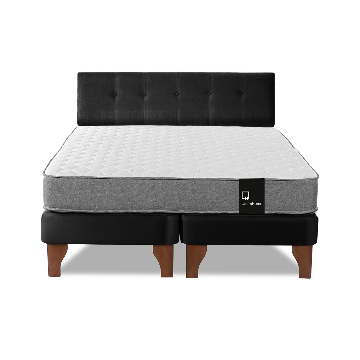 LATAM HOME Cama Europea Zen Best 2 Plazas Colchon Resortes Base