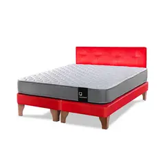 LATAM HOME - Cama Europea 2 Plazas Zen Best 150x200 Cm PU Rojo + Respaldo