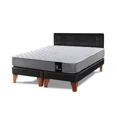 LATAM HOME - Cama Europea Zen Best 2 Plazas Pu Negro + Respaldo