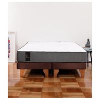 Cama Europea Zen Best 2 Plazas Colchon Resortes Base DivididaTela Café