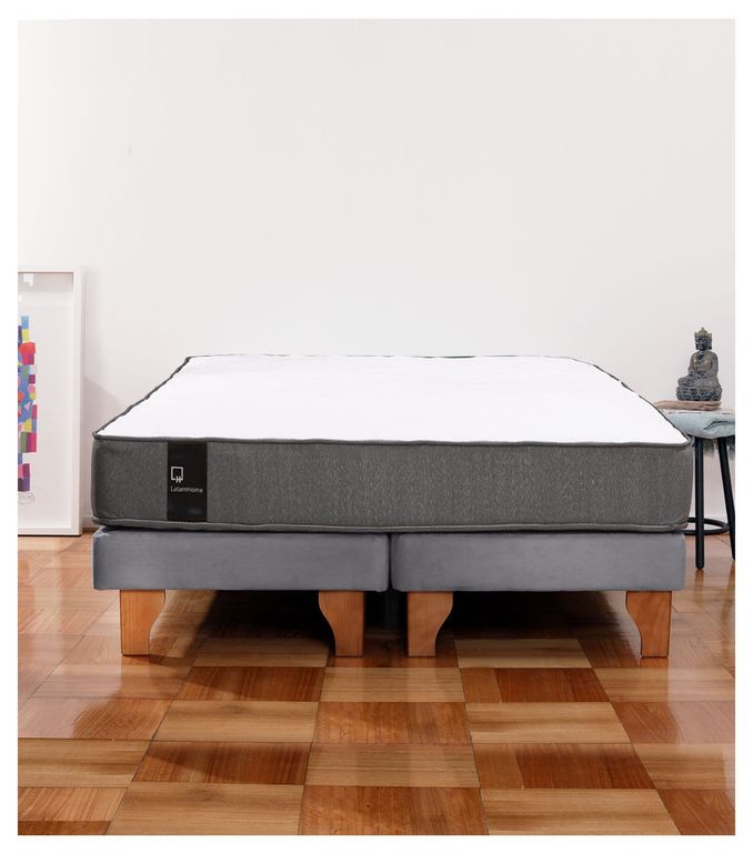 LATAM HOME Cama Europea Zen Best 2 Plazas Colchon Resortes Base