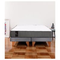Cama Europea Zen Best 2 Plazas Colchon Resortes Base Dividida Tela Gris