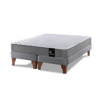Imagen 2 del producto Cama Europea Zen Best 2 Plazas Colchon Resortes Base Dividida Tela Gris