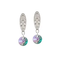 Aros Punto De Luz Baño Oro Blanco creado con cristales de Swarovski® Paradise Shine