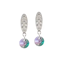 JOYAS MONTERO - Aros Punto De Luz Baño de Oro Blanco Cristal Genuino Paradise Shine