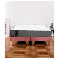 Cama Europea Zen Best 2 Plazas Colchon Resortes Base Dividida Tela Palo Rosa
