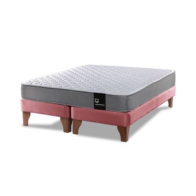 Imagen 2 del producto Cama Europea Zen Best 2 Plazas Colchon Resortes Base Dividida Tela Palo Rosa